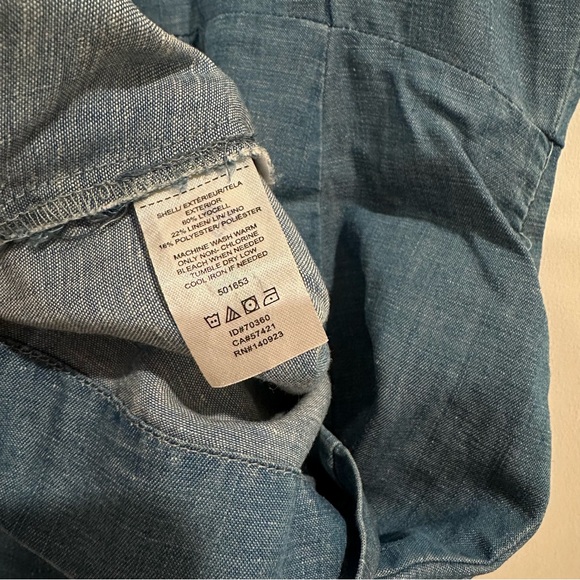 LOFT Chambray Button Down Dress with Pockets - Picture 3 of 5